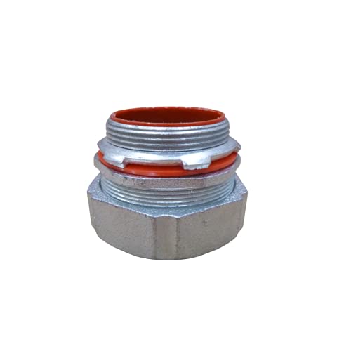 Corex 2" Liquid Tight Straight Conduit Fitting - Insulated Throat - Sealtight Connector - Zinc Plated Malleable Iron #TOP1