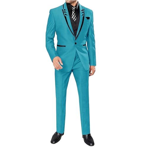 Men 3 Pieces Wedding One Button Groom Tuxedo Leisure Business Suit Set Jacket Pants Vest Teal