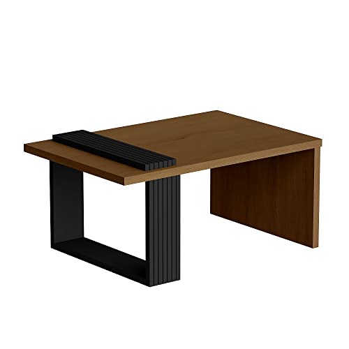Mesa de Centro Decorativa Sala Estar e TV - Nature/Preto - Wandinha - TuttiCasa