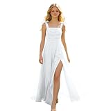 Vestido bohemio para niña, sin tirantes, espalda descubierta, fluida, vestido de playa, vestido de verano, vestido de fiesta, Blanco, 11-12 años