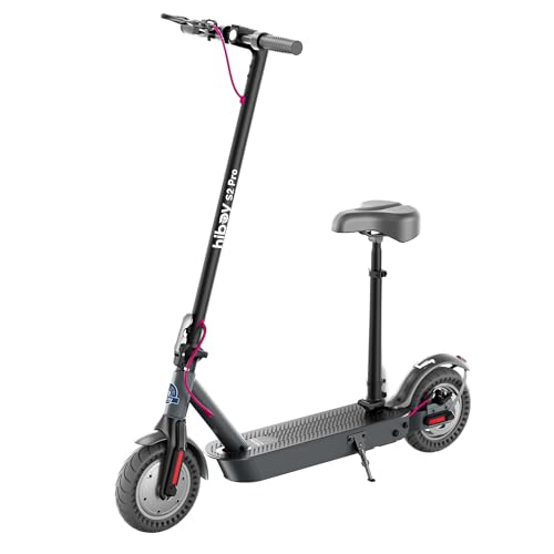 Hiboy S2 Pro Electric Scooter with Seat, 500W Motor, 10" Solid Tires, 25 Miles Long-Range & 19 Mph Folding Commuter Electric Scooter for Adults with Dual Rear Suspension