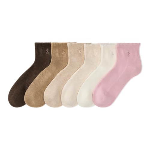 Polo Ralph Lauren Womens Cushion Quarter Sock 6 Pair Pack Soft Pink Womens 4-10