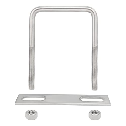 Image of 304 Stainless Steel Square U-Bolts 3.94 inch(100mm) Inner Width, 3.94 inch(100mm) Length Stainless M8 with Nuts, Frame Plate, Accessories for Automobiles Trailer, Boat Trailer Industrial Parts