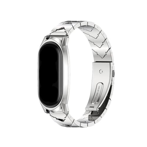 [LOKLNEYK] �����X�e�����X���x���g�ɓK������ Xiaomi Mi Band 9 8 7 6 5 4(Silver,For Mi Band 3 4 5 6)