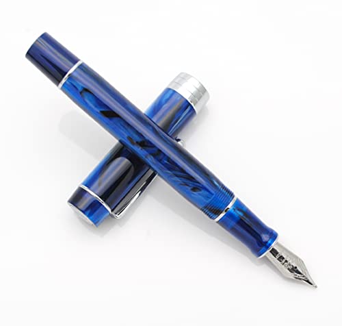 Jinhao 100 Fountain Pen With Ink Converter (Medium Nib 0.7Mm, Galaxy Blue With Silver Clip) #TOP5