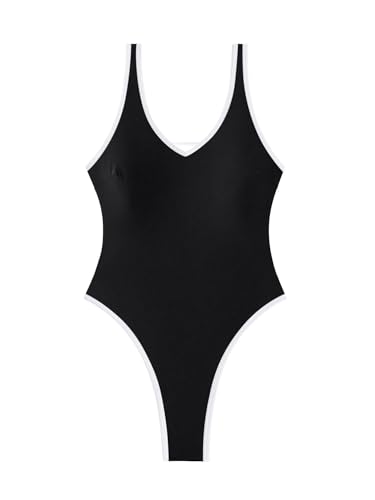 Image of Foxiny Sexy Backless Cheeky High Cut Leg Thong V Neck One Piece Swimsuit
