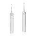 Modern Rectangle Bar Fashion Label Tag .925 Sterling Silver Dangle Earrings