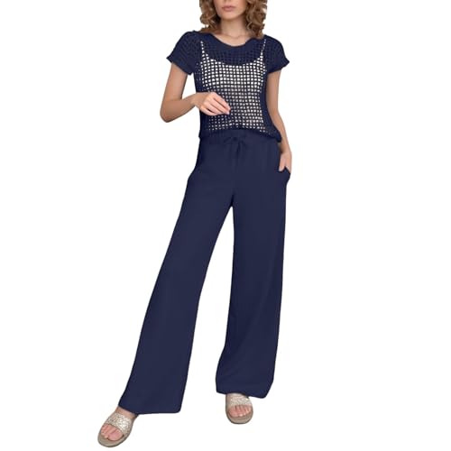 Pantalon de jogging avec cordon de serrage et haut en crochet à coupe ample