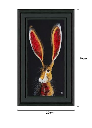 Artko Hare Framed Print Wall Art - 'Lewis' by Quinn Russell - Contemporary Animal Picture - Ready to Hang Home Décor - 49cm x 29cm - Image 3