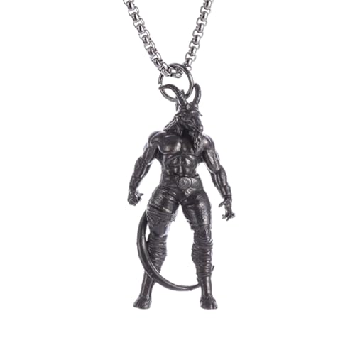 Collier guerrier satanique en relief, bijou rétro de haute précision