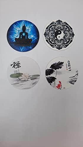 Metal Plate, Amusent 4 pcs Universal Mount Metal Plate with 3M Adhesive for Magnetic Cradle-Less Car Mount, Cellphone Holder, Stylish and Decorative 4 Round (Chinese 2)