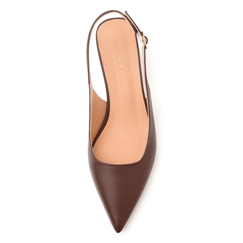 Womens Slingback Pumps, Pointed Toe Mid Chunky Heel Pump Shoes for Women, Leather Insole Comfort Daily Pumps 2"3