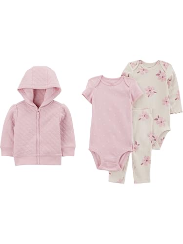 Simple Joys by Carter's Girl 4-piece Cardigan Set, White Ground Floral, 0-3M