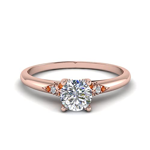 Image of Choose Your Gemstone Petite Dome Engagement Ring Rose Gold Plated Round Shape Petite Engagement Rings Everyday Jewelry Wedding Jewelry Handmade Gifts for Wife US Size 4 to 12