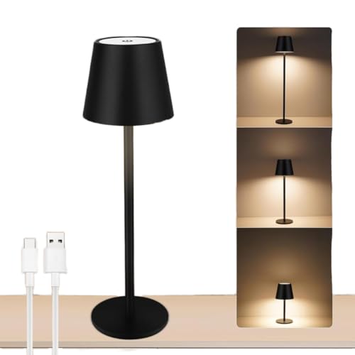 Luminária de Mesa LED Recarregável Sem Fio com Toque – Luz Quente, Fria e Neutra, Carregamento USB, Abajur Touch Portátil