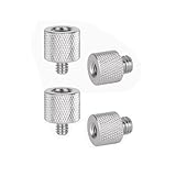 YFFSFDC カメラネジ変換アダプター マイクアクセサリ 変換アダプター 3/8"オス-1/4"メス 1/4"オス-3/8"メス 変換ネジアダプター アルミニウム合金 4個セット 連結ネジ 固定ネジアダプター 撮影補助ツール シルバー