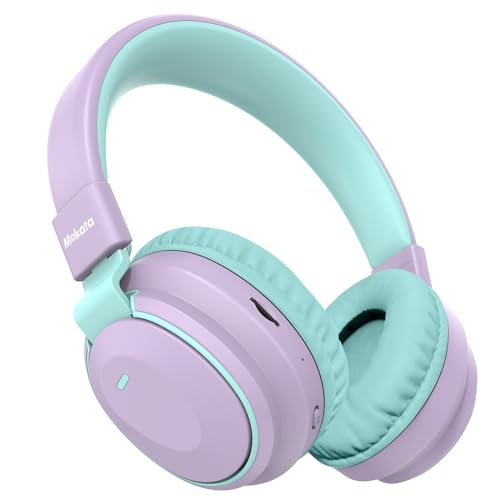 Mokata Kids Headphones Bluetooth 5.3 Wireless Lightweight Fast Charging 68 Hours Play Time Volume Limited 85/94dB Over Ear Foldable with Built-in Mic for Toddler Tablet Pad Light Purple
