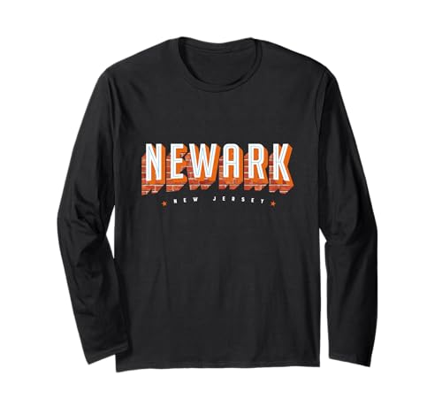 Vintage Newark New Jersey NJ Retro Text mit Ziegelmuster Langarmshirt