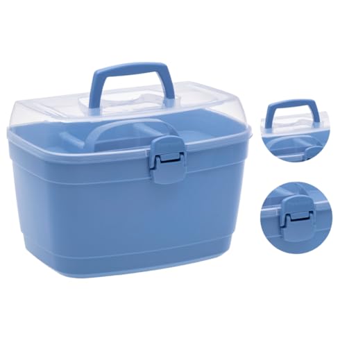 Caixa Maleta Multiuso Organizadora Manicure Maquiagem Box, Tamanho M - Paramount (Azul)