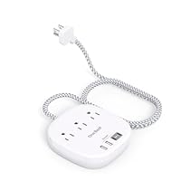 Flat Plug Power Strip, 6ft Flat Extension Cord - 3 Outlets 4 USB Ports (2 USB C) 22.5W/4.5A Desktop Charging Station, Power Strip with Surge Protection for College Dorm Room Travel Essentials