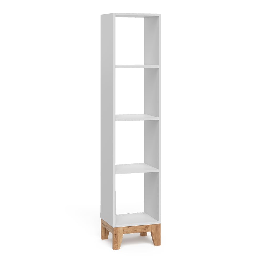 VitaliSpa Scaffale per bambini Malia, Bianco/Artisan, 35.2 x 159.5 cm, adatto per la conservazione di libri e giocattoli