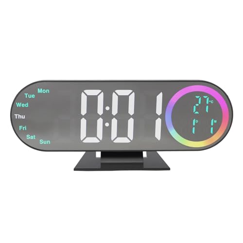 Reloj despertador digital espejo con brillo regulable de tres intensidades y pantalla LED 2