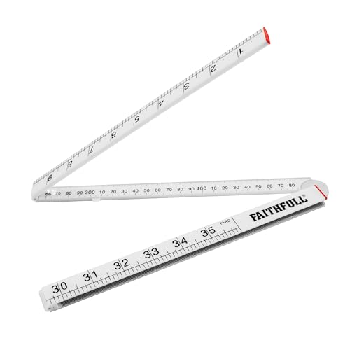 Faithfull Folding Rule 1 Metre / 36 Inch White ABS Fold-Out Measuring Ruler with Metric & Imperial Graduations Pocket-Sized for Carpenters Builders Decorators DIY