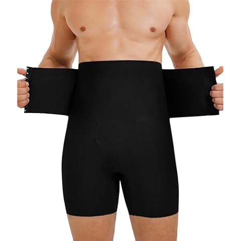 TAILONG Men's Shapewear Tummy Control Shorts High Waist Underwear Slimming Body Shaper Compression Boxer Brief Black Cover