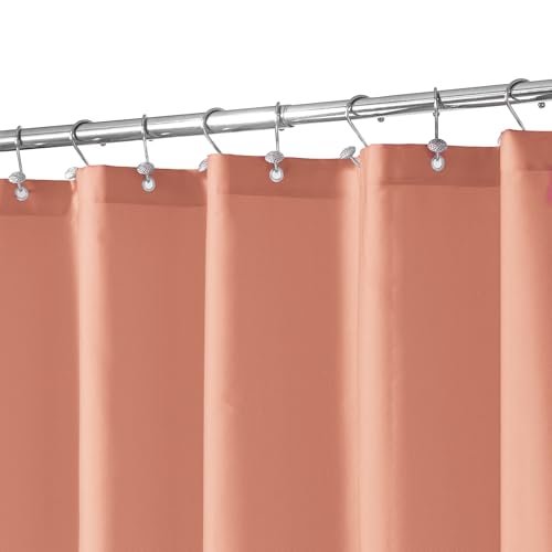 Image of N&Y HOME Fabric Shower Curtain or Liner with Magnets, Coral | Hotel Quality, Machine Washable, Water Repellent, Standard Size