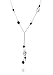 Women's 925 Sterling Silver Lariat Y Necklace with Faceted Black Onyx Beads, 18