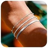 Layered Bracelets Bracelets Set for Women 14K Gold Plated/Silver Dainty Link Chain Bracelet Stackable Jewelry Gifts for Women