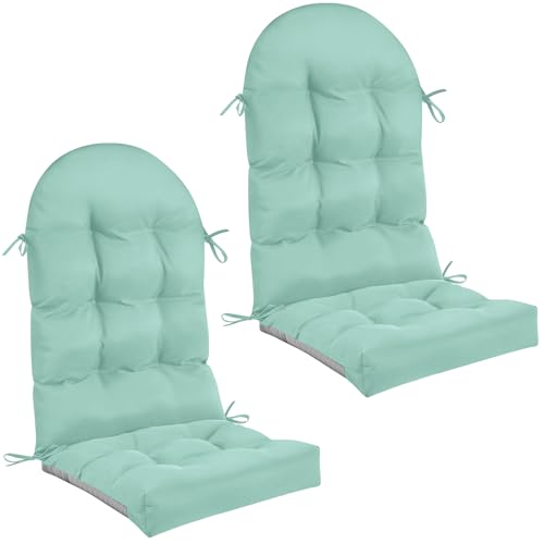 Image of Geelin 2 Pcs Outdoor Patio Chair Cushion Thick High Back Adirondack Chair Cushion Tufted Weather & Fade Resistant Anti-Slip Outside Rocking Chairs Pads with Ties 44 x 19 x 4 Inch (Light Green)
