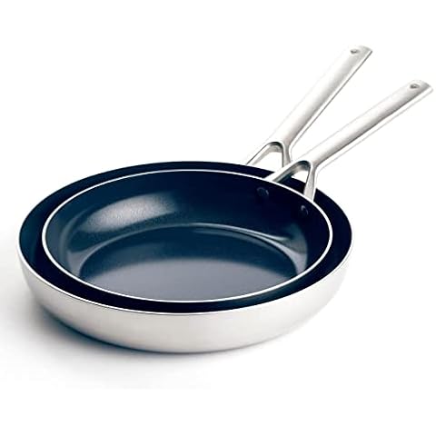 Blue Diamond Cookware Triply Edelstahl Keramik Antihaft, 24 cm und 28 cm Bratpfannen-Set Cover