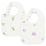 Bamboo Little Baby Bibs (Pack of 2) - Bibs with Adjustable Snaps- Absorbent Terry Backing - Baby Bibs for Drooling and Teething - Baby Feeding Essentials (9" x 13.25")