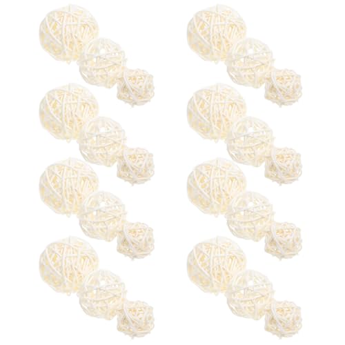 ZUNOXAZ 30 Stück Weiße Rattankugeln 3 5cm Natürliche Dekoration...