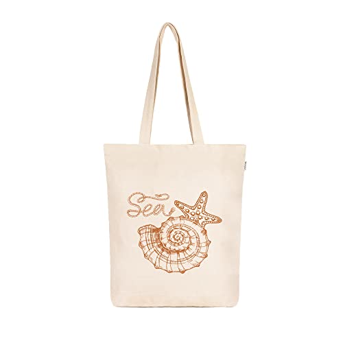 Ecoright Canvas Tote Bags for Women with Zip, College Bag for Girls, 100% Organic Cotton Tote Bag for Shopping, Travel & beach bags for women (B0D31KX9CK) Amazon Price History, Amazon Price Tracker