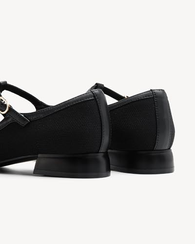 Women's Casual Mary Jane Flats - Breathable Knit with Adjustable Strap, Low Heel Comfort Walking Shoes4