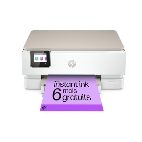 HP Envy Inspire 7220e, 242P6B, Imprimante Multifonction à Jet d'Encre A4 Couleur, Recto Verso Automatique, 22 ppm, Wi-Fi, 6 mois de forfait Instant Ink gratuit, Blanche