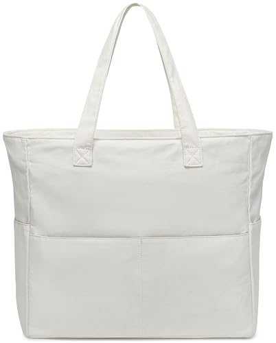 LEDAOU Large Beach Tote Bag Women Zipper Beach Tote Bag for Pool Gym Grocery Travel with Wet Pocket