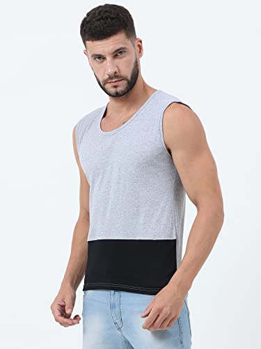 Image of Ideation Men's Cotton Round Neck Color Block Sleeveless T-Shirt