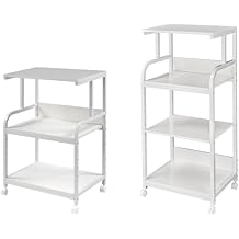Fannova White Printer Stand with Storage, Printer Table with Height Adjustable Shelf, Rolling Printer Cart with Wheels for Home Office Organization