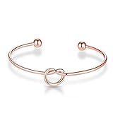 Sepfavo 14k Rose Gold Plated Knot Bracelet for Women,Wedding Bridesmaid Gift Bangle,Fade Hypoallergenic Band Gift Box,Jewelry Ladies Gifts