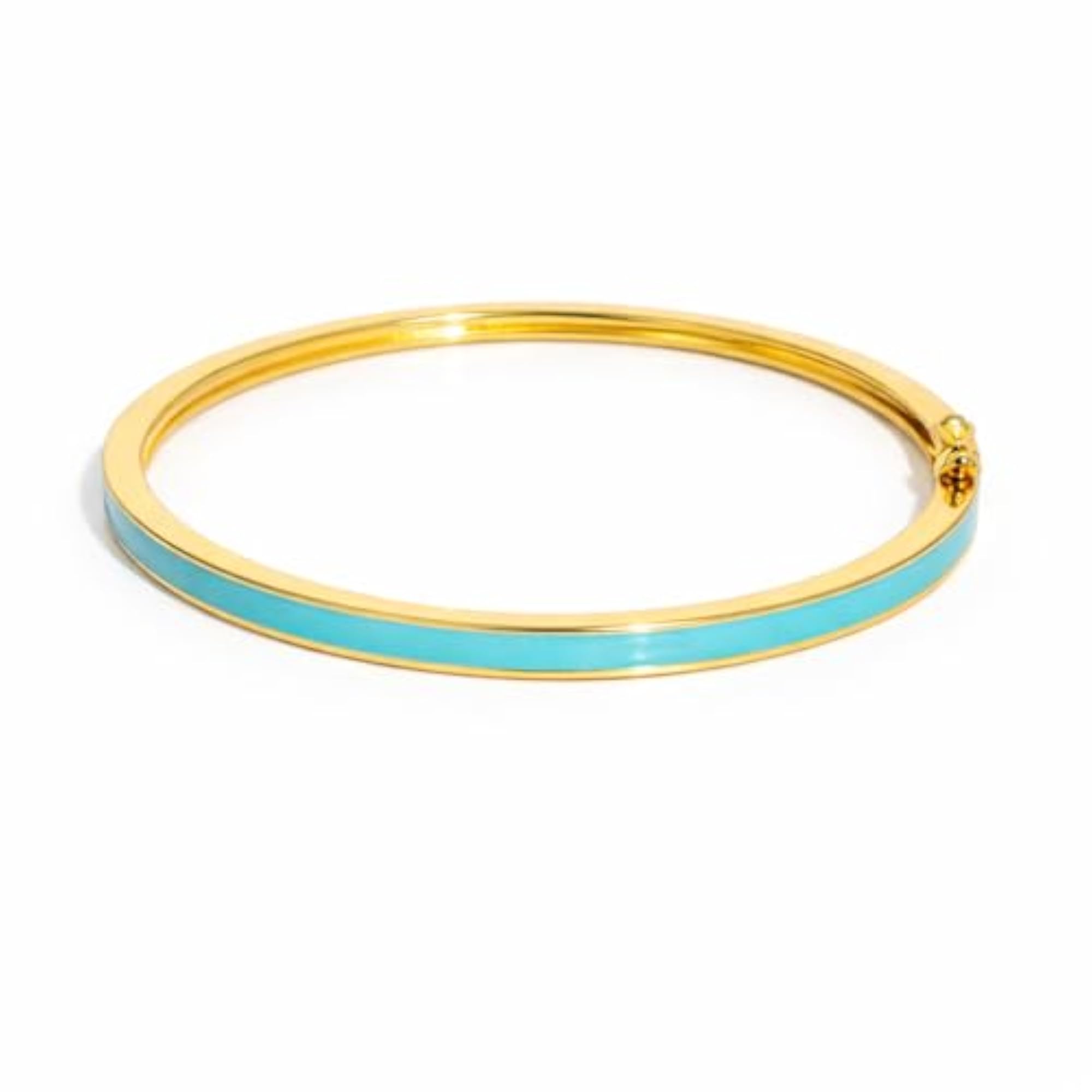 Women's 925 Sterling Silver Gold Plated Blue Enamel Minimal Bangle
