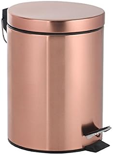 Axentia Riga 3 L-Cosmetic Lid-Rubbish Pedal Bin for Bathroom and Toilet, Metal, Copper/Black, 17 x 17 x 2.45 cm