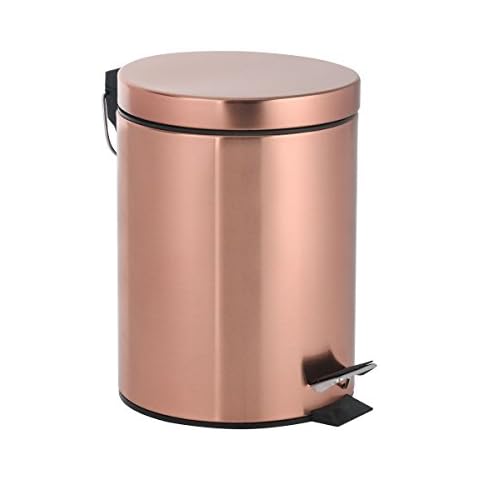 Axentia Riga 3 L-Cosmetic Lid-Rubbish Pedal Bin for Bathroom and Toilet, Metal, Copper/Black, 17 x 17 x 2.45 cm Cover