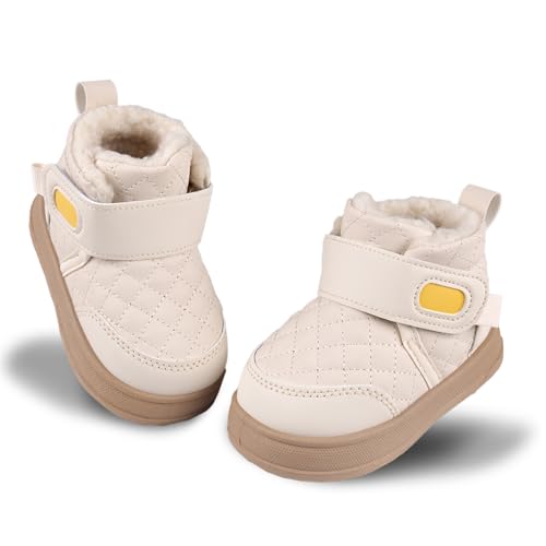 Charrost Baby Toddler Boy Girl Snow Winter boots Size 5 Toddler Ankle boots 12-18Months Waterproof&Water-resistant Warm Wide Barefoot Girls Boys Infant Black Winter shoes