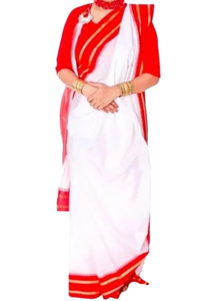 Kids Bengali Saree Semi stitched Fancy Dress Costume For Girls-picture-26