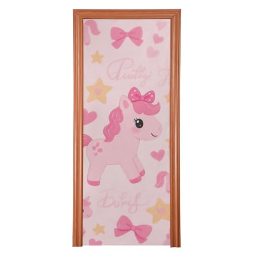 Tecknad söt häst rosa dörrskydd dekorationer 91 x 248 cm höst dörr banderoll semester festtillbehör L