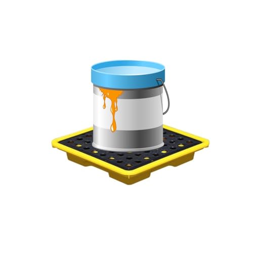 Bac de rétention Robuste avec Grille, bac de Drainage modulaire pour Stockage de Produits Chimiques, Base en polyéthylène Anti-Fuite 33,5 x 33,5 x 6 cm pour entrepôt Industriel, sécurité et