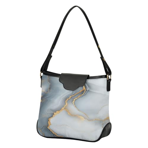 Sac à bandoulière marbre blanc et gris pour femme avec sangle amovible